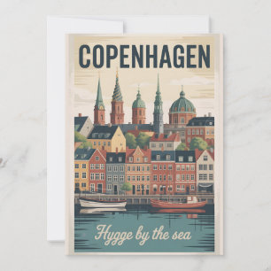 Copenhagen Denmark Retro Skyline Cityscape Travel Holiday Card