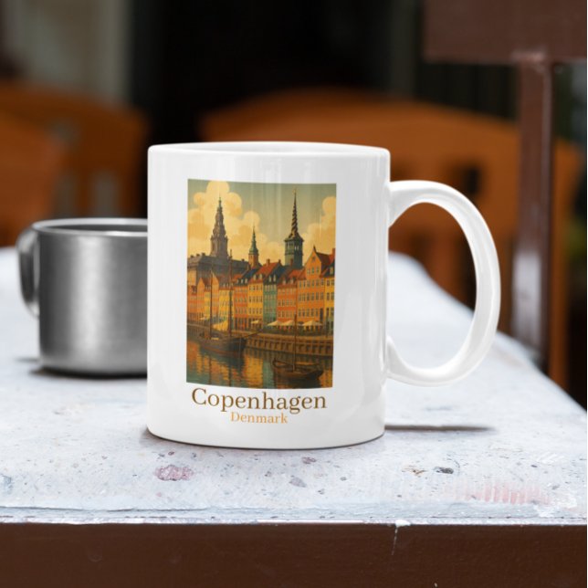 Copenhagen Denmark Retro Travel Coffee Mug (Copenhagen Denmark Retro Travel Coffee Mug)