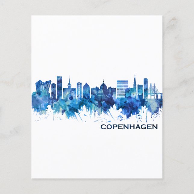 Copenhagen Denmark Skyline Blue Flyer (Front)
