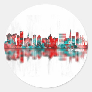 Copenhagen Denmark Skyline Classic Round Sticker