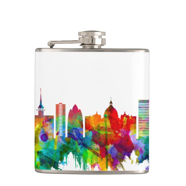 Copenhagen Denmark Skyline Hip Flask (Front)