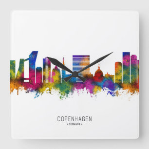 Copenhagen Denmark Skyline Square Wall Clock