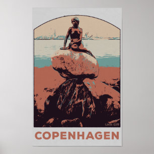 Copenhagen Denmark, The Little Mermaid statue Post Poster