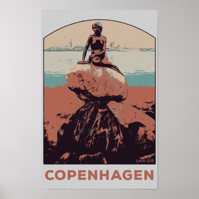 Copenhagen Denmark, The Little Mermaid statue Post Poster (Front)