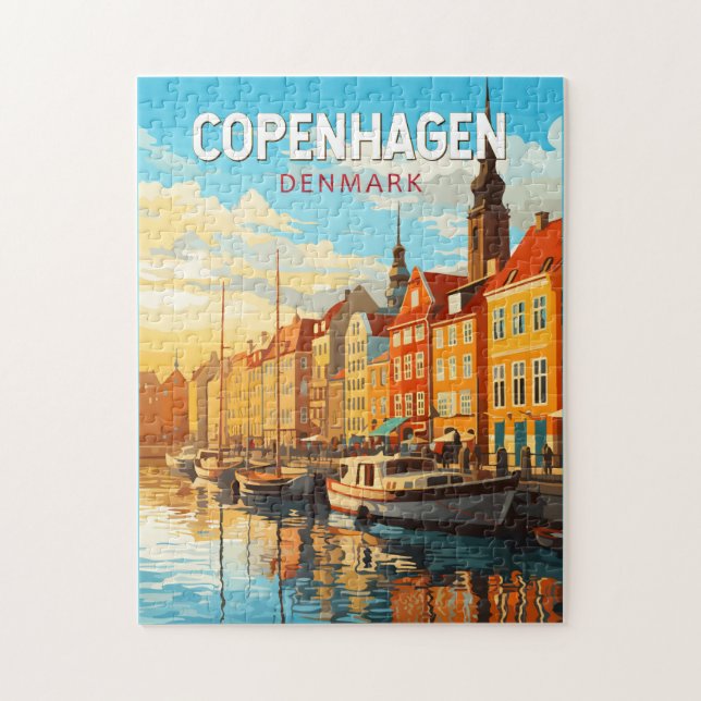 Copenhagen Denmark Travel Art Vintage Jigsaw Puzzle (Vertical)