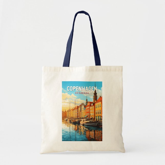 Copenhagen Denmark Travel Art Vintage Tote Bag (Front)