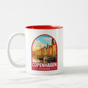 Copenhagen Denmark Travel Art Vintage Two-Tone Coffee Mug