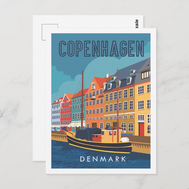 Copenhagen Denmark Travel Place Illustration Postcard (Front/Back)