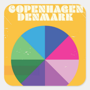 Copenhagen, Denmark vintage travel poster Square Sticker