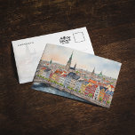 Copenhagen Denmark Watercolor Postcard<br><div class="desc">This postcard features a watercolor portrait of Copenhagen,  Denmark.</div>
