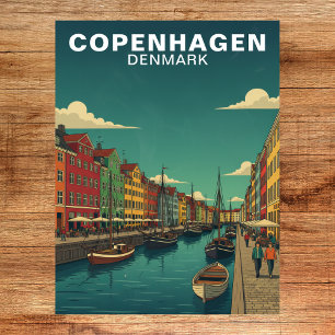 Copenhagen Denmark Waterfront Canal Travel Postcard