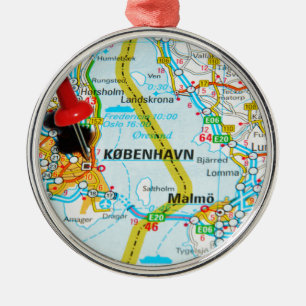 Copenhagen, København in Denmark Metal Tree Decoration