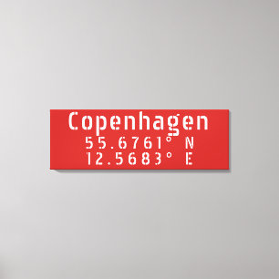Copenhagen Latitude Longitude Canvas Print