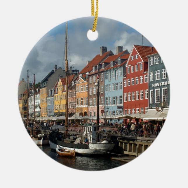 Copenhagen Nyhavn Ceramic Ornament (Front)