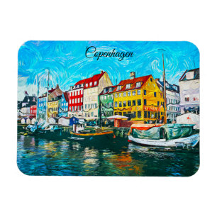 Copenhagen Oil Painting Nyhavn Promenade Magnet