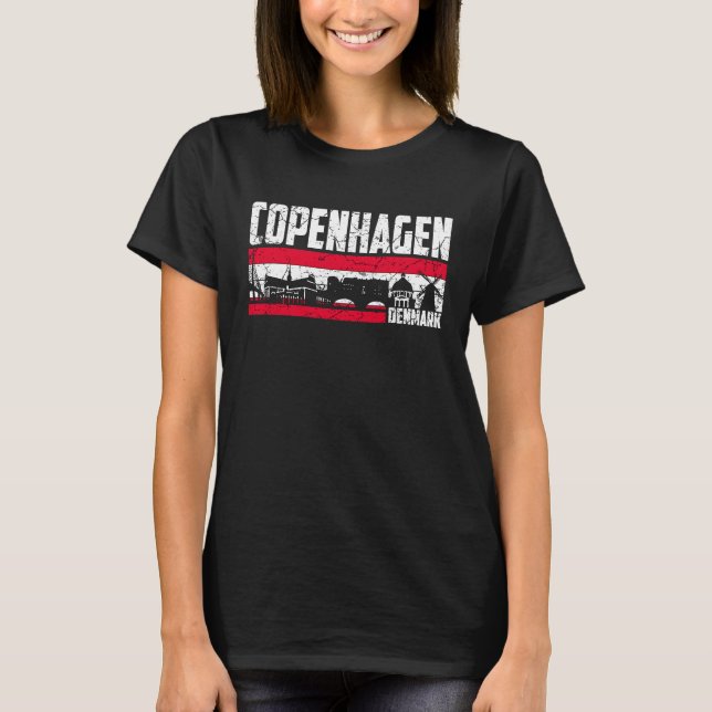 Copenhagen Skyline Denmark Tourist Vacation T-Shirt (Front)