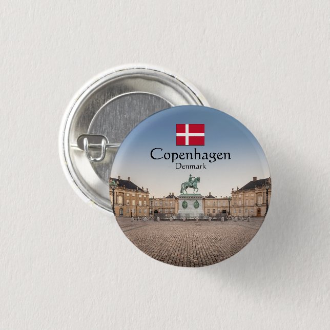 Copenhagen Souvenir 3 Cm Round Badge (Front & Back)