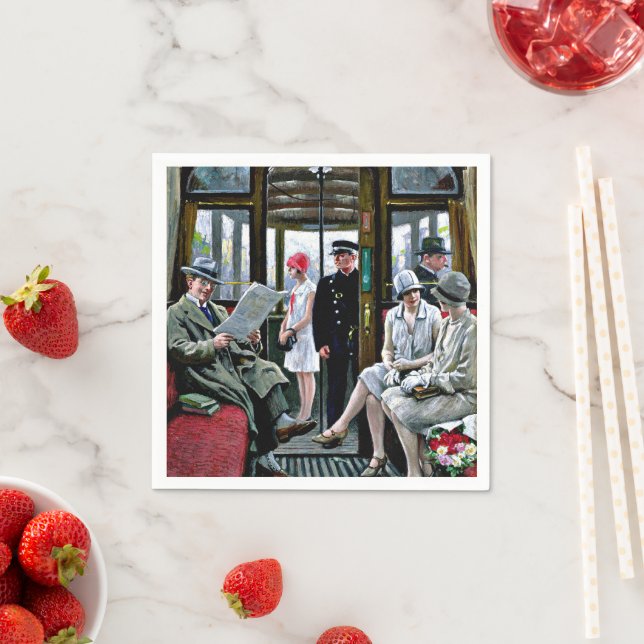 Copenhagen Tram, famous painting, Napkin (Insitu)