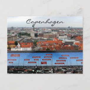 copenhagen view sign postcard