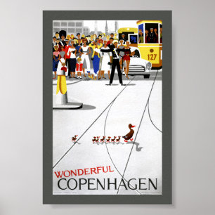 Copenhagen Vintage Travel Poster Restored