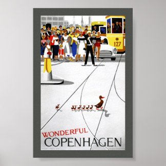 Copenhagen Vintage Travel Poster Restored