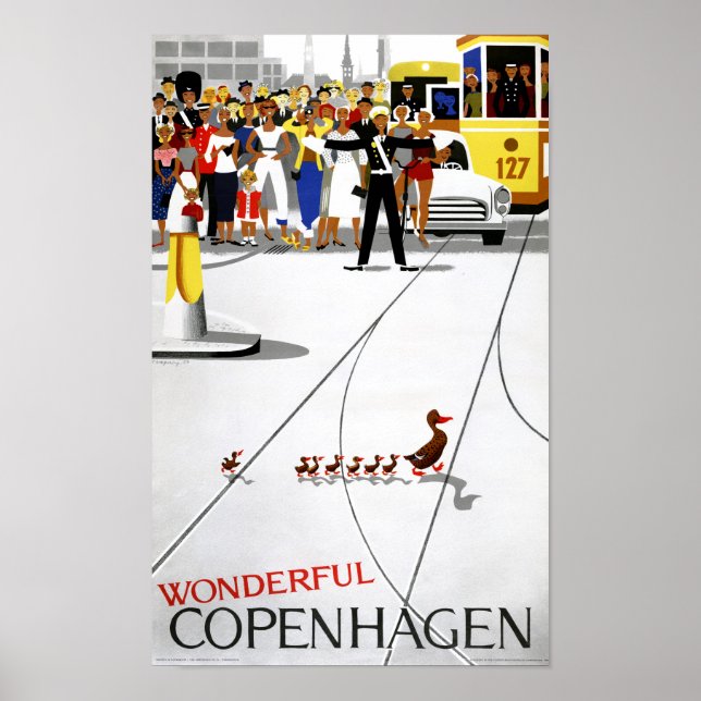 Copenhagen Vintage Travel Poster Restored (Front)