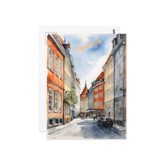 Copenhagen watercolor postcard