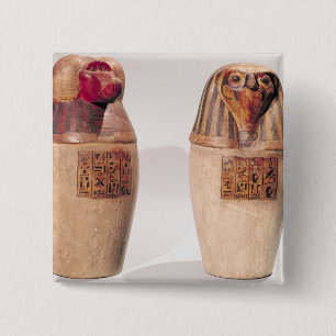 Copies of two New Kingdom canopic jars 15 Cm Square Badge