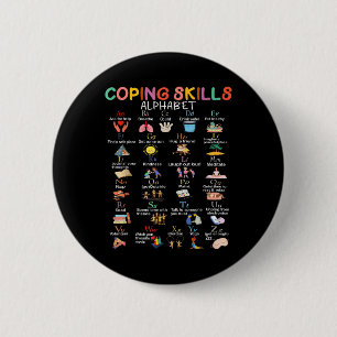 Coping Skills Alphabet Mental Health Awareness _1 6 Cm Round Badge