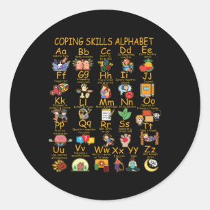 Coping Skills Alphabet Mental Health Awareness Cou Classic Round Sticker