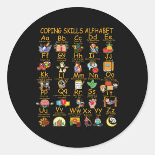Coping Skills Alphabet Mental Health Awareness Cou Classic Round Sticker