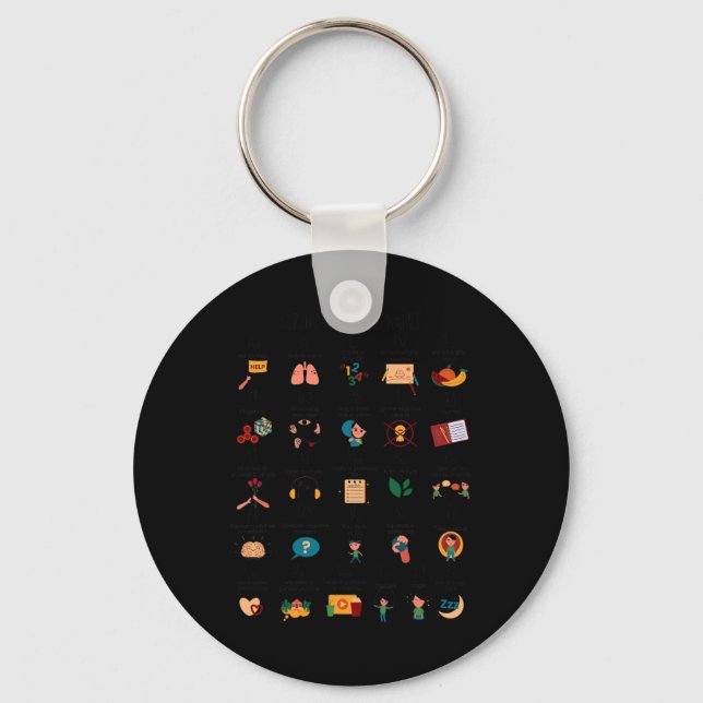 Coping Skills Alphabet School Counsellor Mental He Key Ring (Front)