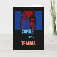 "Coping with Trauma" in Red, Blue, Black Design
