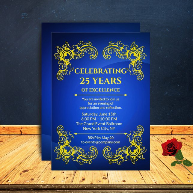 Coporate Anniversary Elegant Business Navy Invitation (Creator Uploaded)