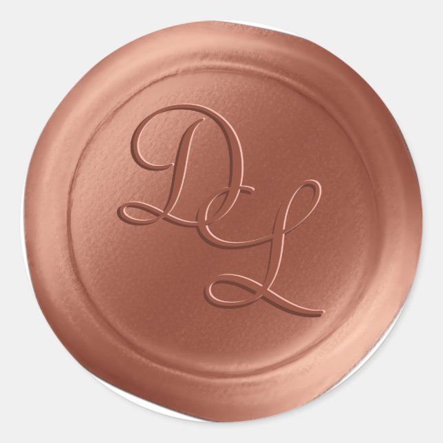 Copper 2 Letter Monogram Wax Seal Stickers (Front)