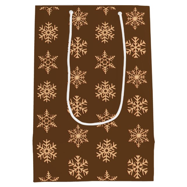 Copper 3-d snowflakes, Customisable Background Medium Gift Bag (Back)