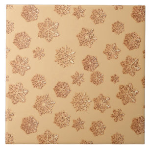 Copper 3-d snowflakes on a copper background tile