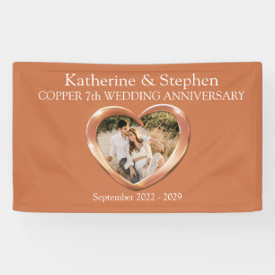 Copper 7th Wedding anniversary heart photo banner
