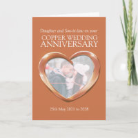 Copper 7th wedding anniversary photo card