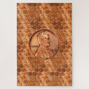 Copper Abraham Lincoln penny, one cent copper Jigsaw Puzzle