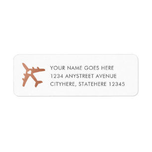 Copper Aeroplane Return Address Label