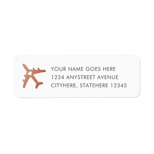 Copper Aeroplane Return Address Label (Front)