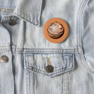 Copper and Black Coloured Marble 6 Cm Round Badge