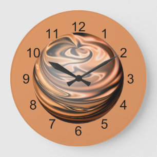Copper and Black Coloured Marble Large Clock
