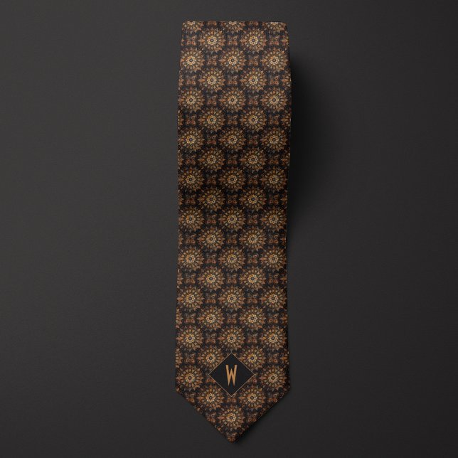 Copper and Black Mandala Monogram Tie (Creator Uploaded)