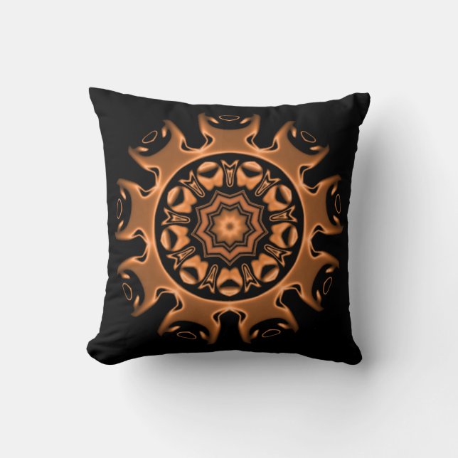 Copper and Black Mandala Pattern 2 Cushion (Front)
