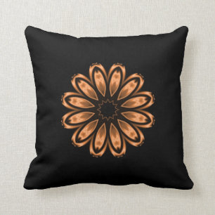 Copper and Black Mandala Pattern 3 Cushion