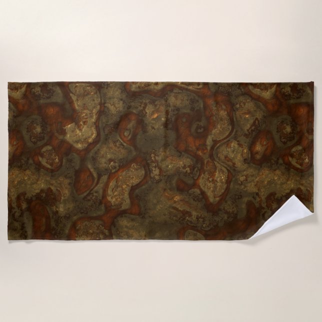Copper and Bronze Stone Abstract Beach Towel (Front)