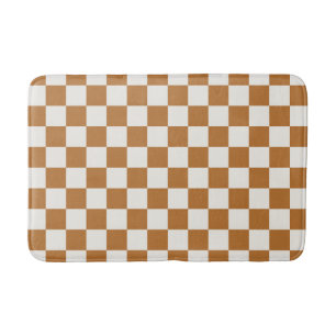 Copper and eggshell checkerboard pattern bath mat