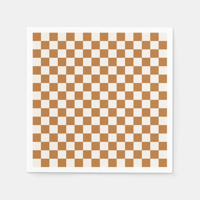 Copper and eggshell checkerboard pattern napkin (Front)